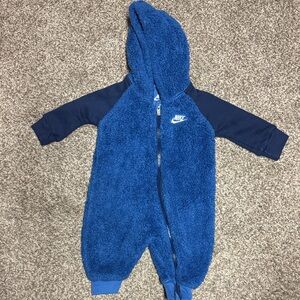 Nike Kids Navy and Royal Blue Fleece Footie 3 Month